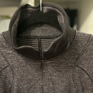 Lululemon heathered black quarter zip with black ribbed cuffs, women’s size 4